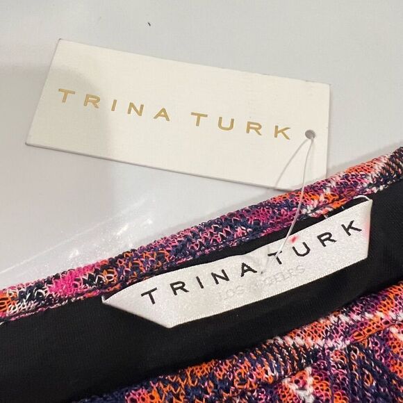 TRINA TURK NWT Small Pura Vida Zig Zag Multicolor Sheath Dress Cold Shoulder - Picture 2 of 11